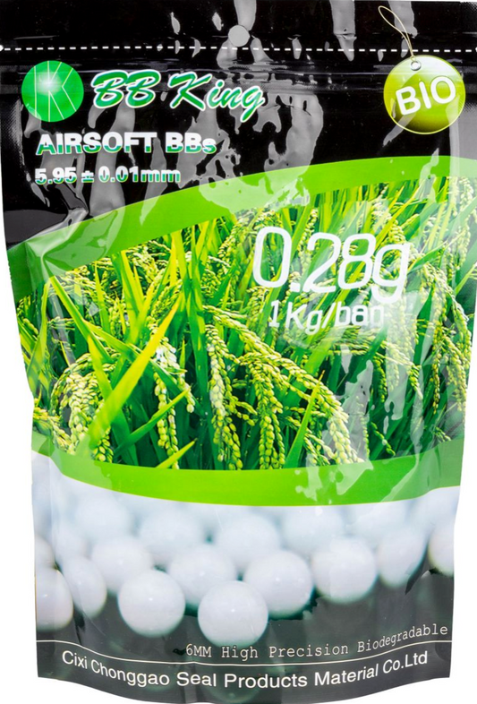 BBKing Bio Airsoft BBs 6 mm 0.28 g Blanc 1 kg