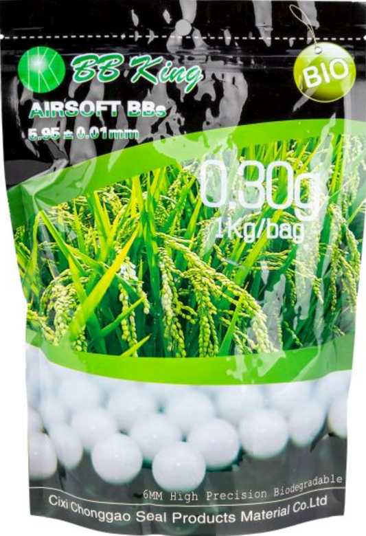 BBKing Bio Airsoft BBs 6mm 0.30g Blanc 1 kg