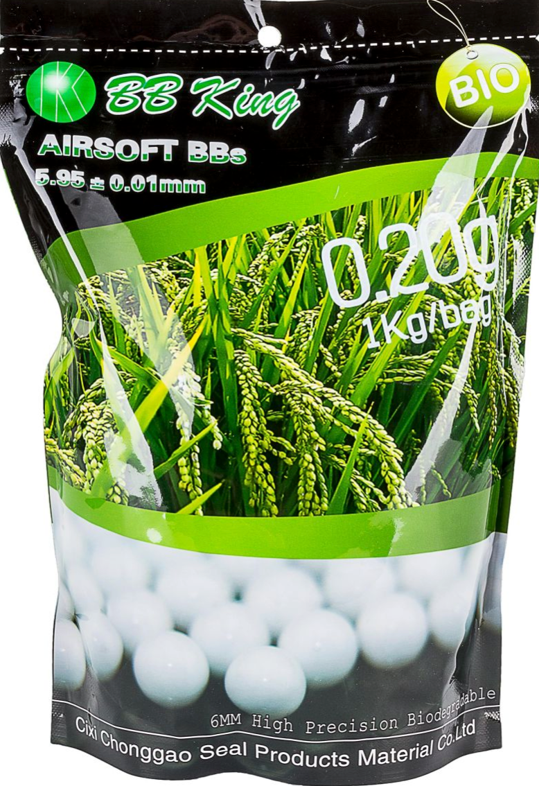 BBKing Airsoft Bälle 6 mm Bio 1 kg 0,20 g Weiß