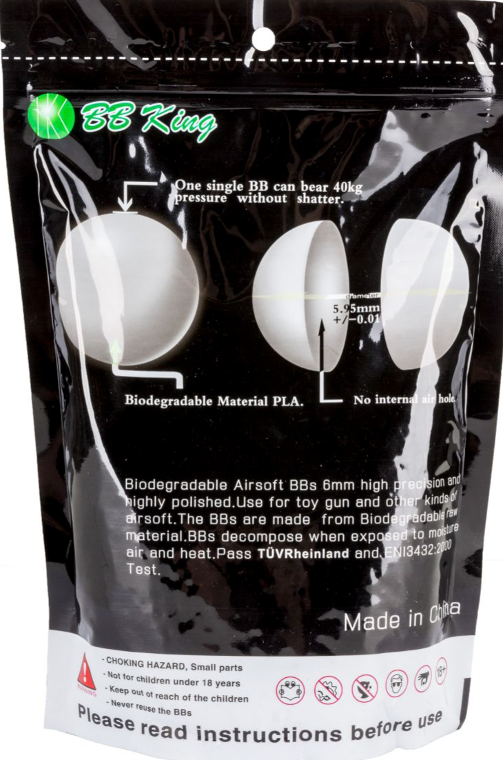 BBKing Airsoft Balls 6 mm Bio 1 kg 0.20g White